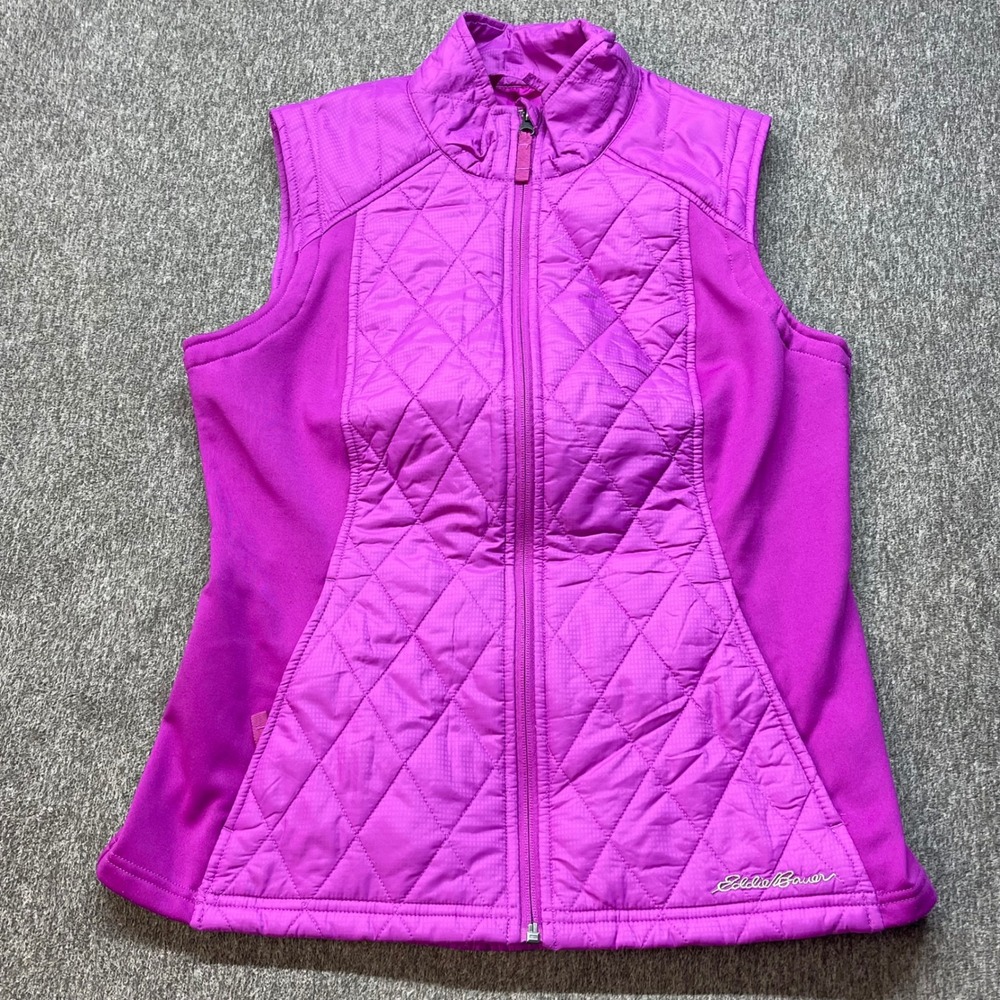 Eddie Bauer Womens Magenta Purple Quilted Hybrid Insulated Vest Small